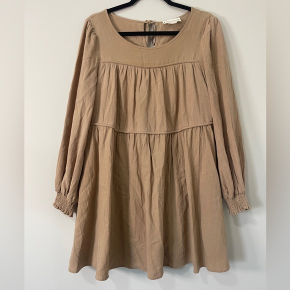 Love Riche Dresses & Skirts - loverichie Womens Dress Size Large Tan Boho Peasant Mini